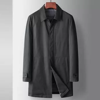 Мужской тренчкот осень-зима с длинными и средними лацканами 90% белого утиного пуха, утолщенная теплая куртка для среднего и молодого возраста M жёлтый