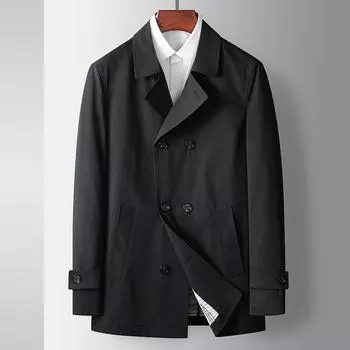 Мужской тренчкот весна-осень для мужчин среднего возраста и молодежи, легкий роскошный двубортный тренчкот с лацканами, деловая трендовая куртка M синий