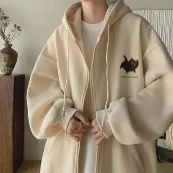 Мужской трендовый свободный кардиган с капюшоном - коллекция весна/осень 2023 3XL