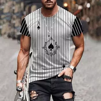 Мужской трикотаж 3D пуловер модный летний повседневный топ спортивная рубашка мужская одежда трикотаж Harajuku S