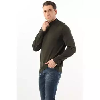 Мужской трикотажный свитер Half Fisherman цвета хаки