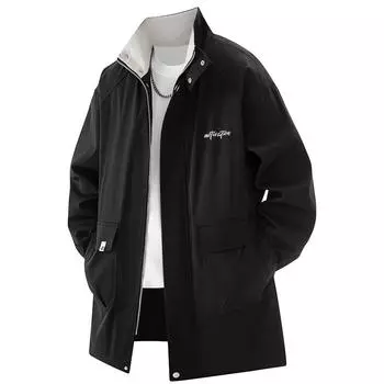 Мужской удлиненный ветрозащитный плащ оверсайз, новое повседневное пальто на весну и осень, свободная верхняя одежда больших размеров L