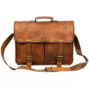 Мужской уникальный кожаный портфель через плечо для ноутбука 16 дюймов, сумка дипломата 16 in коричневый