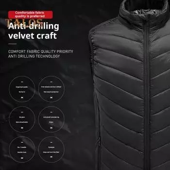 Мужской утепленный жилет-пуховик с USB-электрическим графитовым подогревом, ветрозащитный терможилет для зимнего отдыха на свежем воздухе, пуховый жилет из хлопка M красный