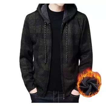 Мужской утолщенный кардиган вязаный свитер мужской свободный теплый капюшон куртка пальто плюс размер 4XL красный