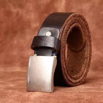 Мужской утолщенный очень толстый индивидуальный ремень в стиле ретро, модный первый слой из воловьей кожи с гладкой пряжкой, кожаный джинсовый ремень с пряжкой 100cm