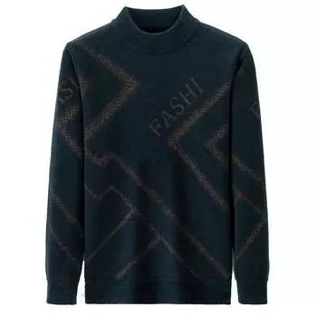 Мужской утолщенный полуводолазный свитер из синели и бархата, зимний, для среднего возраста, с принтом, повседневный, вязаный, для папы M