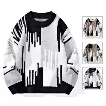 Мужской утолщенный свитер, мужской новый свободный американский свитер, осенне-зимний свитер с круглым вырезом, повседневный вязаный свитер, пуловер M