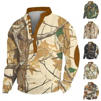 Мужской вельветовый кардиган с длинным рукавом и шестью пуговицами, модная толстовка с капюшоном на пуговицах L бежевый