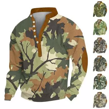 Мужской вельветовый кардиган с длинным рукавом и шестью пуговицами, модная толстовка с капюшоном на пуговицах L армия зеленый