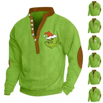 Мужской вельветовый кардиган с длинным рукавом и шестью пуговицами, модная толстовка с капюшоном на пуговицах L армия зеленый