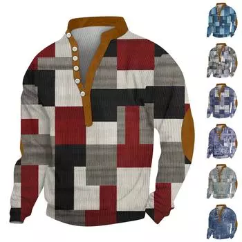 Мужской вельветовый кардиган с длинными рукавами и шестью пуговицами L синий