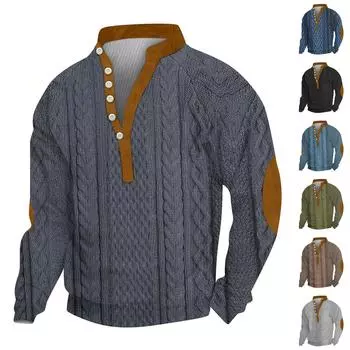 Мужской вельветовый кардиган с длинными рукавами и шестью пуговицами L чёрный