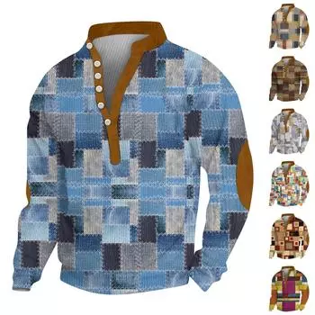 Мужской вельветовый кардиган с длинными рукавами и шестью пуговицами XL коричневый