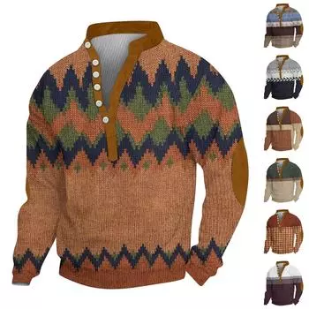 Мужской вельветовый кардиган с длинными рукавами и шестью пуговицами L чёрный