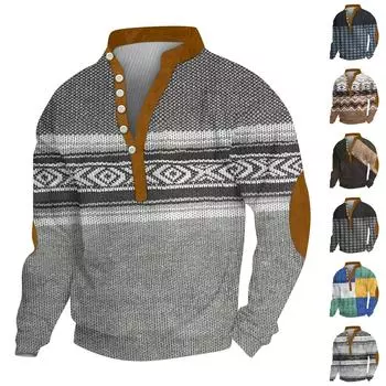 Мужской вельветовый кардиган с длинными рукавами и шестью пуговицами L чёрный