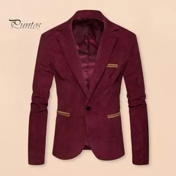 Мужской вельветовый пиджак с лацканами, длинный рукав, пэчворк, цветной пиджак с карманами, одна пуговица, деловая верхняя одежда, рабочая одежда M темно-синий