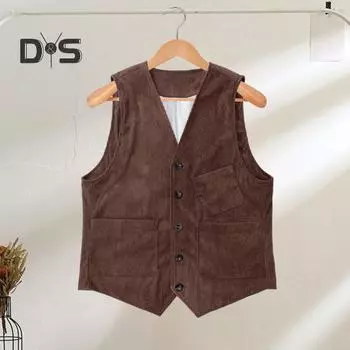 Мужской вельветовый жилет, пальто с V-образным вырезом, без рукавов, однобортный жилет на пуговицах с карманами, однотонный жилет, куртка M темно-синий