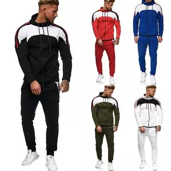 Мужской весенне-осенний кардиган с круглым вырезом и капюшоном, костюм-толстовка с цветными блоками XXXL чёрный