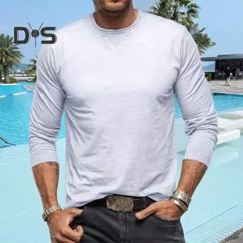 Мужской весенне-осенний топ с круглым вырезом, однотонный мягкий пуловер, мягкий дышащий эластичный тонкий удобный нижний топ XL чёрный