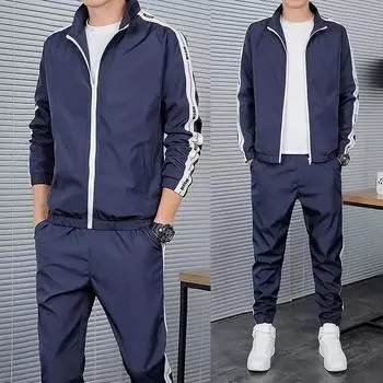 Мужской весенний черный белый спортивный костюм большого размера, уличная одежда, бейсбольная куртка + брюки, комплект из 2 предметов, повседневные спортивные костюмы XXXXXL белый