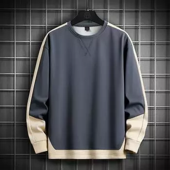 Мужской весенний свитер с длинным рукавом и круглым вырезом, с длинным рукавом и дышащим воротником-стойкой 4XL