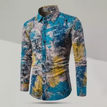 Мужской весенний топ, шикарный однобортный осенне-весенний топ с отложным воротником, осенне-весенний топ в этническом стиле, мужская рубашка, мужская одежда XL чёрный