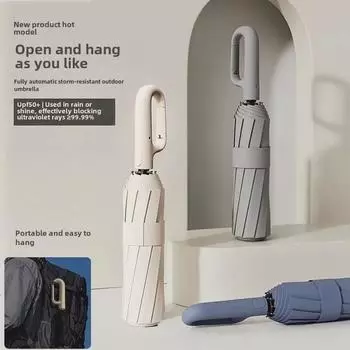 Мужской ветрозащитный автоматический зонт: Защита от солнца и дождя с УФ-фильтром