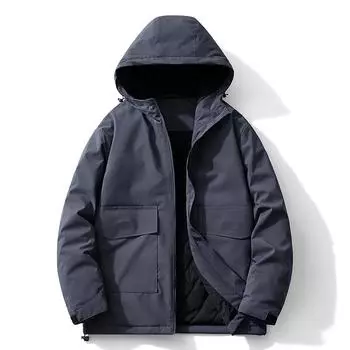 Мужской ветрозащитный водонепроницаемый комплект из двух предметов с хлопковой подкладкой, зимняя теплая куртка с капюшоном и хлопковой подкладкой M