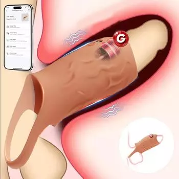 Мужской вибратор для пениса, массажер для точки G, приложения для управления 10 вибрирующими кольцами для пениса, насадками для пениса, мужскими вибраторами, удлинителями для пениса, игрушками для взрослых flesh colour