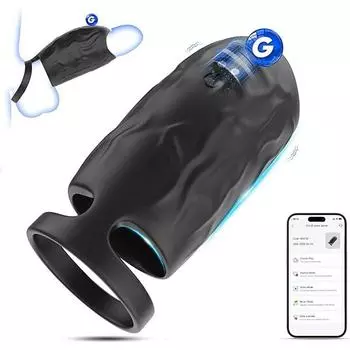 Мужской вибрирующий пенис-кольцо, пенис-рукав, взрослые секс-игрушки, управление с помощью приложения, 10 вибраций, эякуляция, задержка, пенис-рукав для мужчин