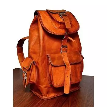 Мужской винтажный большой рюкзак из натуральной козьей кожи, дорожный рюкзак для ноутбука, спортивная сумка 20 x 10 x 10 in коричневый
