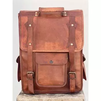Мужской винтажный качественный кожаный рюкзак для ноутбука LMW, сумка через плечо 12 x 17 x 6 in коричневый