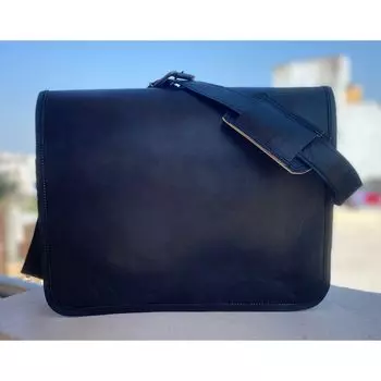 Мужской винтажный кожаный портфель для ноутбука, сумка-портфель, черная сумка 10 x 13 in чёрный