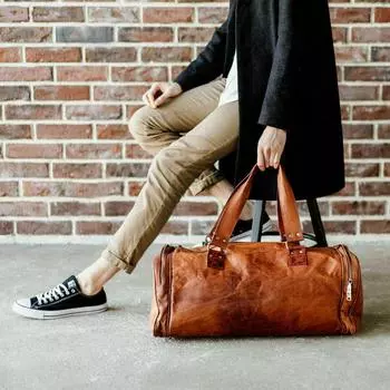 Мужской винтажный кожаный вещевой коричневый дорожный чемодан для выходных на ночь дорожная сумка 24 X 10 X 9 коричневый