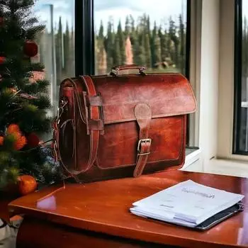 Мужской винтажный портфель из козьей кожи для ноутбука, сумка-портфель 11 x 15 x 4 in коричневый