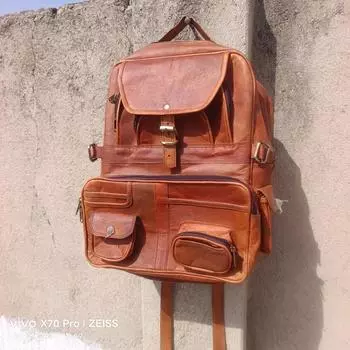 Мужской винтажный рюкзак из натуральной кожи с 13 карманами, рюкзак-мессенджер 16 x 12 x 11 in коричневый