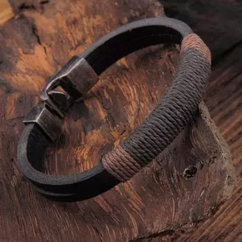 Мужской винтажный широкий браслет из искусственной кожи, браслет с пряжкой из сплава, браслет-манжета, ювелирное изделие, подарок коричневый