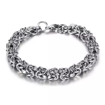 Мужской византийский браслет-цепочка с застежкой-карабином из титановой стали, полированный, толстый, легкий, хип-хоп, наручные украшения, шопинг, работа, вечеринка, свидание серебряный