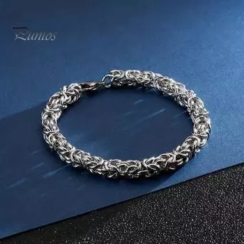 Мужской византийский браслет-цепочка с застежкой-карабином из титановой стали, полированный, толстый, легкий, хип-хоп, наручные украшения, шопинг, работа, вечеринка, свидание серебряный