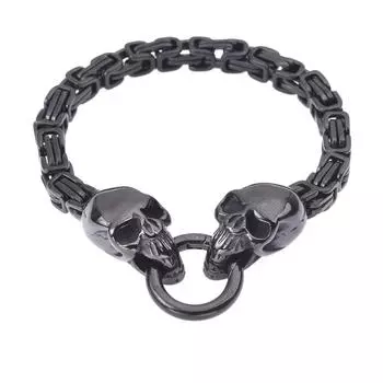 Мужской властный браслет из нержавеющей стали с головой призрака, европейский и американский браслет в стиле панк с черепом, ювелирные изделия в стиле хип-хоп 19CM