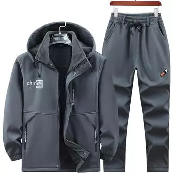 Мужской водонепроницаемый комплект для альпинизма, утепленный утепленный комплект для занятий спортом и отдыха на природе, куртка + брюки, комплект из 2 предметов 4XL
