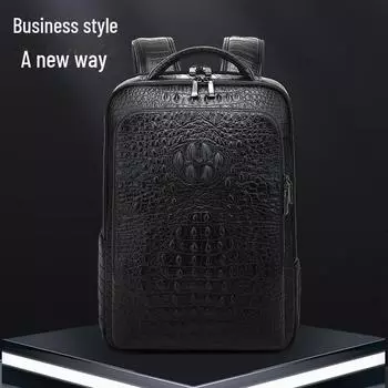 Мужской водонепроницаемый рюкзак для ноутбука с крокодиловым узором — легкий, вместительный, идеально подходит для школы или поездок на работу Alligator leather 88102D