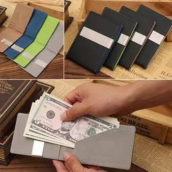 Мужской волшебный держатель для кредитных карт из искусственной кожи, зажим для денег, короткий кошелек