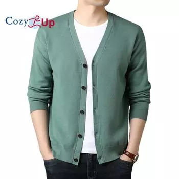 Мужской вязаный кардиган Cozy Up, куртка-свитер с длинными рукавами M чёрный