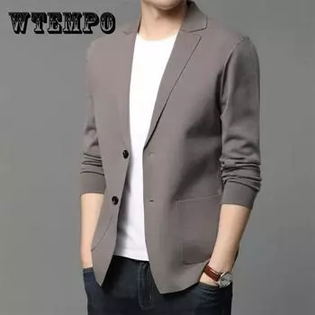Мужской вязаный кардиган Кардиган Тонкий маленький костюм Повседневный модный свитер XXL