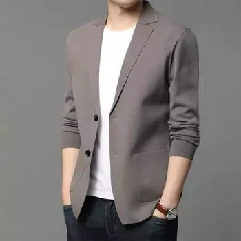 Мужской вязаный кардиган Кардиган Тонкий маленький костюм Повседневный модный свитер M