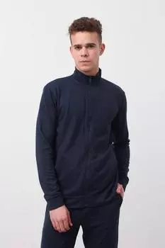 Мужской вязаный кардиган на молнии темно-синий