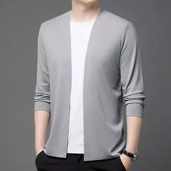 Мужской вязаный кардиган с длинным рукавом на весну и осень, не оставляющий следов повседневный кардиган, деловой дышащий кардиган 4XL