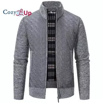 Мужской вязаный кардиган свитер повседневный толстый свитер на молнии для мужчин пальто M синий